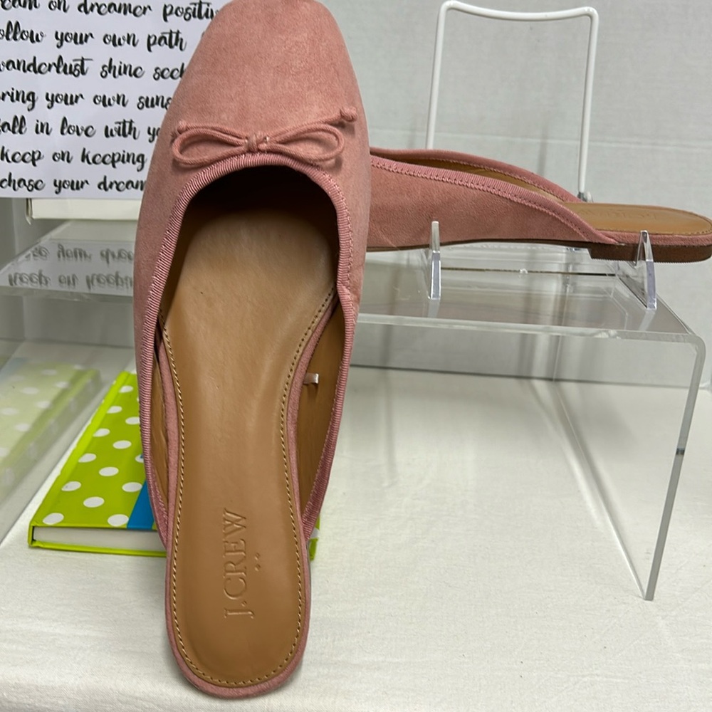 J. Crew Pink Suede Backless Ballet Flats